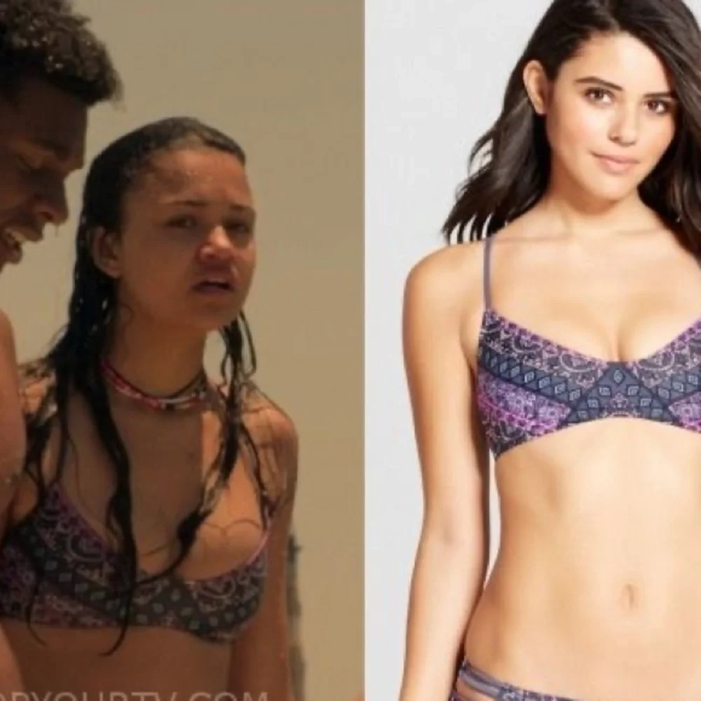 Xhilaration Purple and Pink Patterned Bikini Top